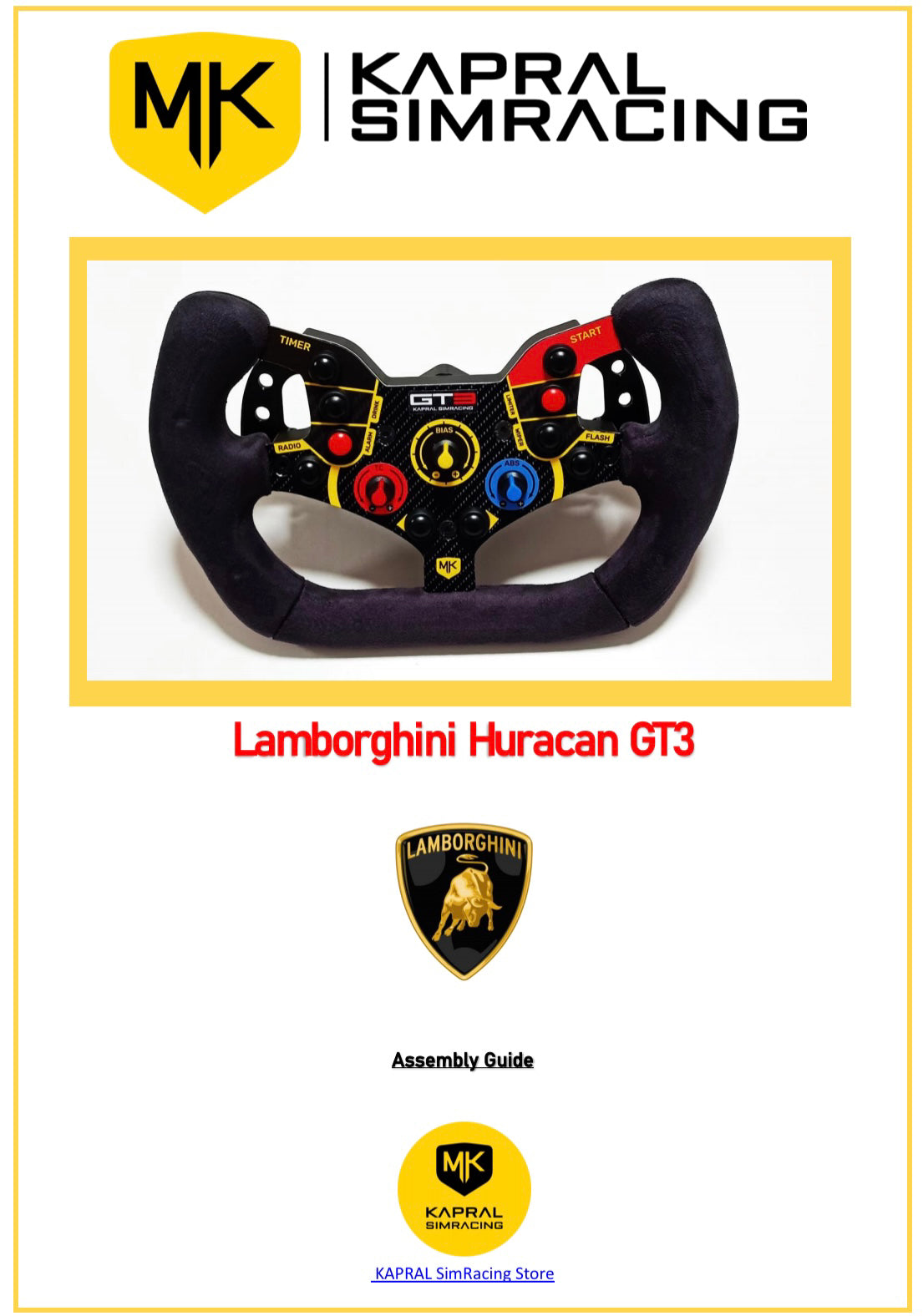 DIY Box Steering Wheel Kit Lamborghini Huracan GT3 2019 by BK Design